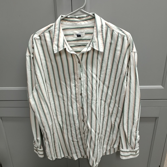 Universal Thread Oversized Fit Womens 100%Cottn Striped Long Sleeve Collar Shirt - Picture 15 of 15